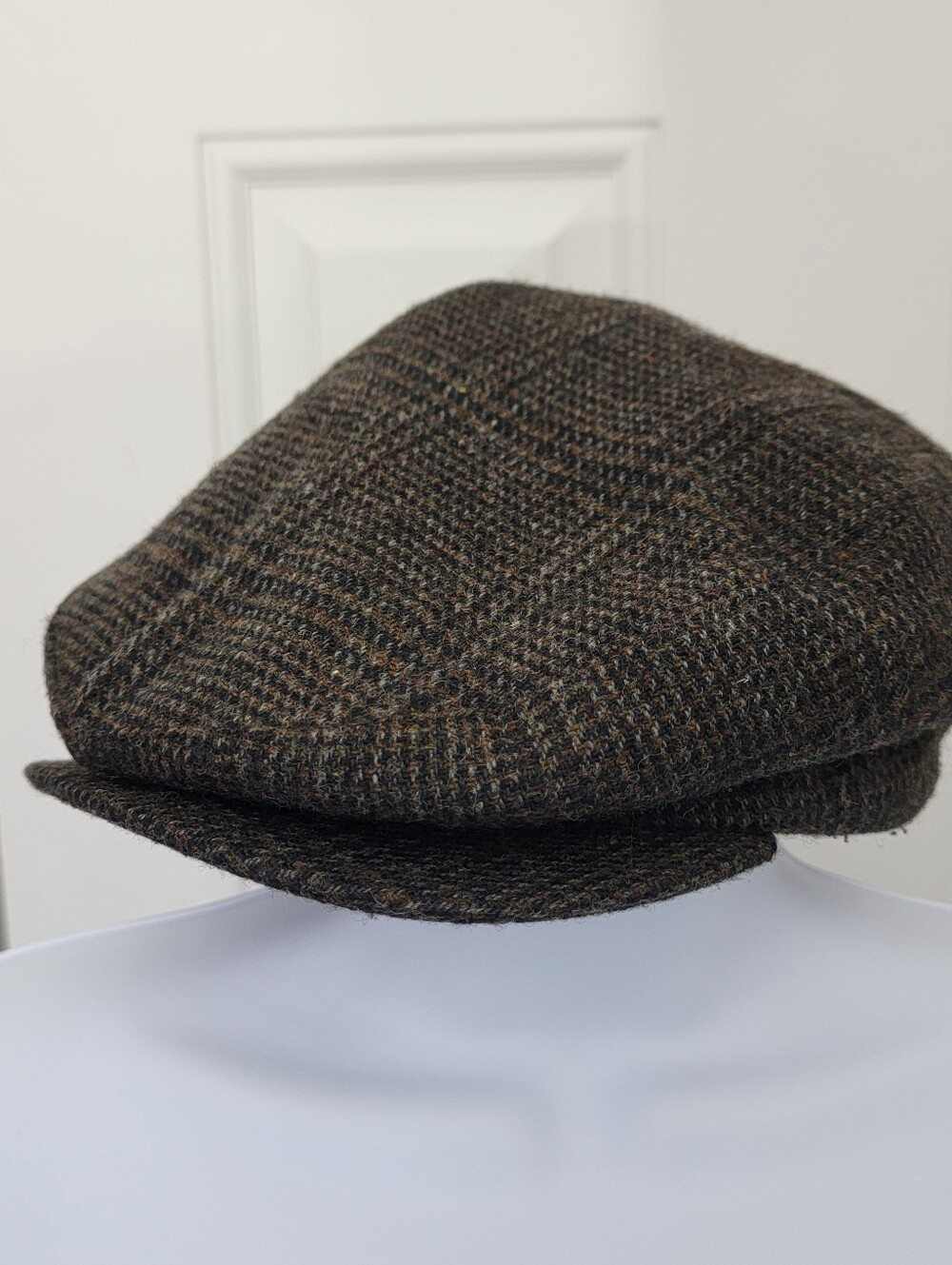 Vintage Lake Of The Isles Newsboy Cap Herringbone Cabbie 100% Wool Ear Flaps Med
